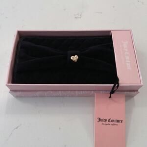 Juicy Couture NWT quilted black bow velvet wallet 8x6 inch. Coachella, In box